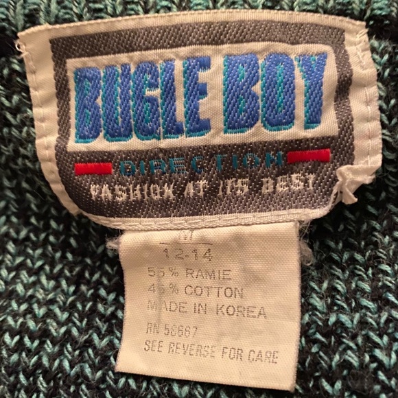 Vintage Bugle Boy 3 Button Front Teal Cardigan - Picture 2 of 8